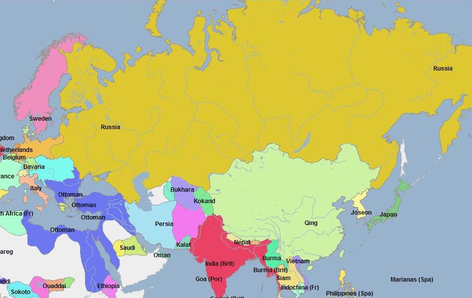 Карта России 1870 года
